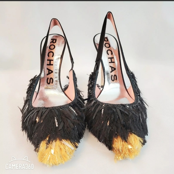 $1995 Rochas Fringe Runway Slingbacks - Picture 5 of 11
